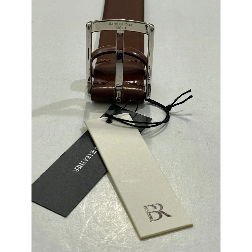 Banana Republic Mens Italian Leather‎ Dress Belt Brown Silver Buckle Size 32